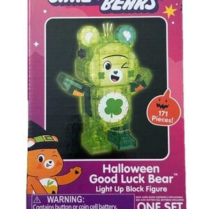 Care Bears Halloween Good Luck Bear Light Up Block Figure - Green